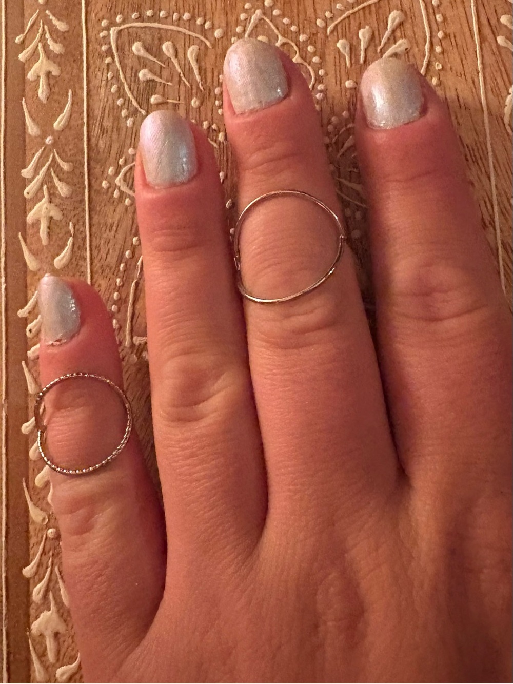 Delicate Silver Double Circle Midi Rings - Set of 2